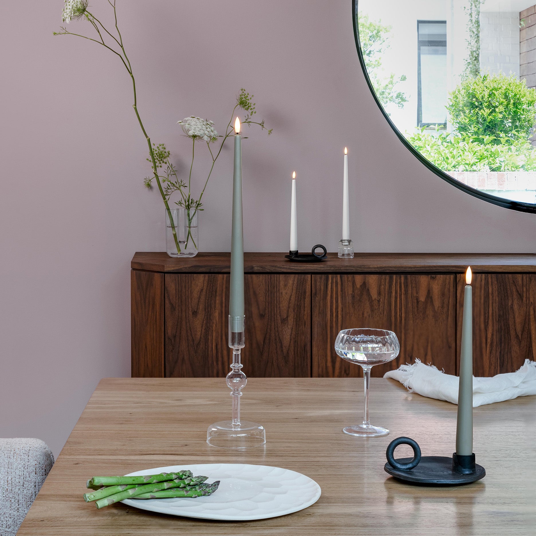 LED Stabkerzen 2 Stk 2,3 x 25 cm kit grey